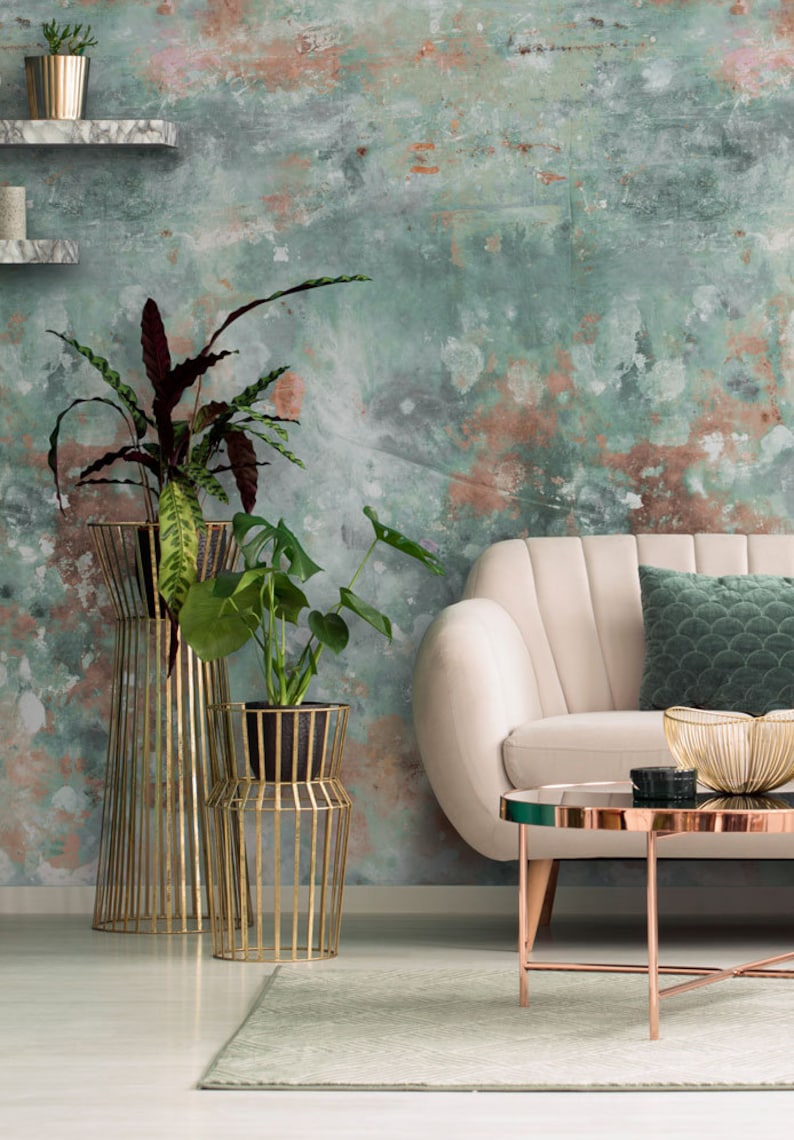 Watercolour Green Abstract Wallpaper Paste the Wall Mural Etsy