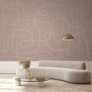 Rosa linie zeichnung Tapete Wandbild, die Wand einkleben, entfernbares schälen und aufkleben