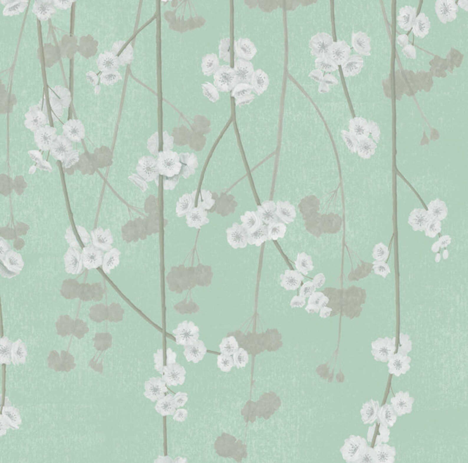 Cherry Blossom Wallpaper Mint Green Chinoiserie Wallpaper Etsy