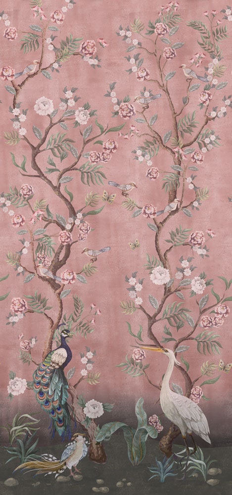 Cherry Blossom Pink Chinoiserie Distressed Removable Peel-and-stick ...
