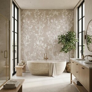 Chinoiserie distressed cherry blossom wallpaper, floral paste the wall removable peel and stick wallpaper