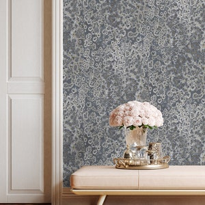 Blue & gold abstract wallpaper,  paste the wall luxury metallic wallpaper mural