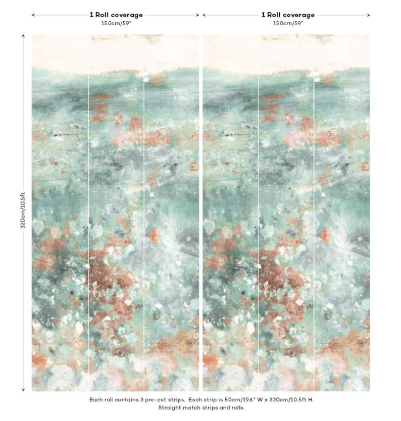 Watercolour Green Abstract Wallpaper Paste the Wall Mural Etsy