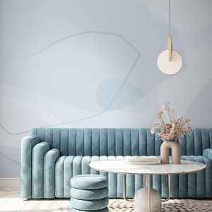 Blue & white funky abstract wallpaper mural, paste the wall, removable peel and stick
