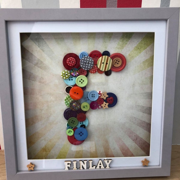 Personalised Bespoke Button Wall Art, New Baby, Christmas, Birthday gift