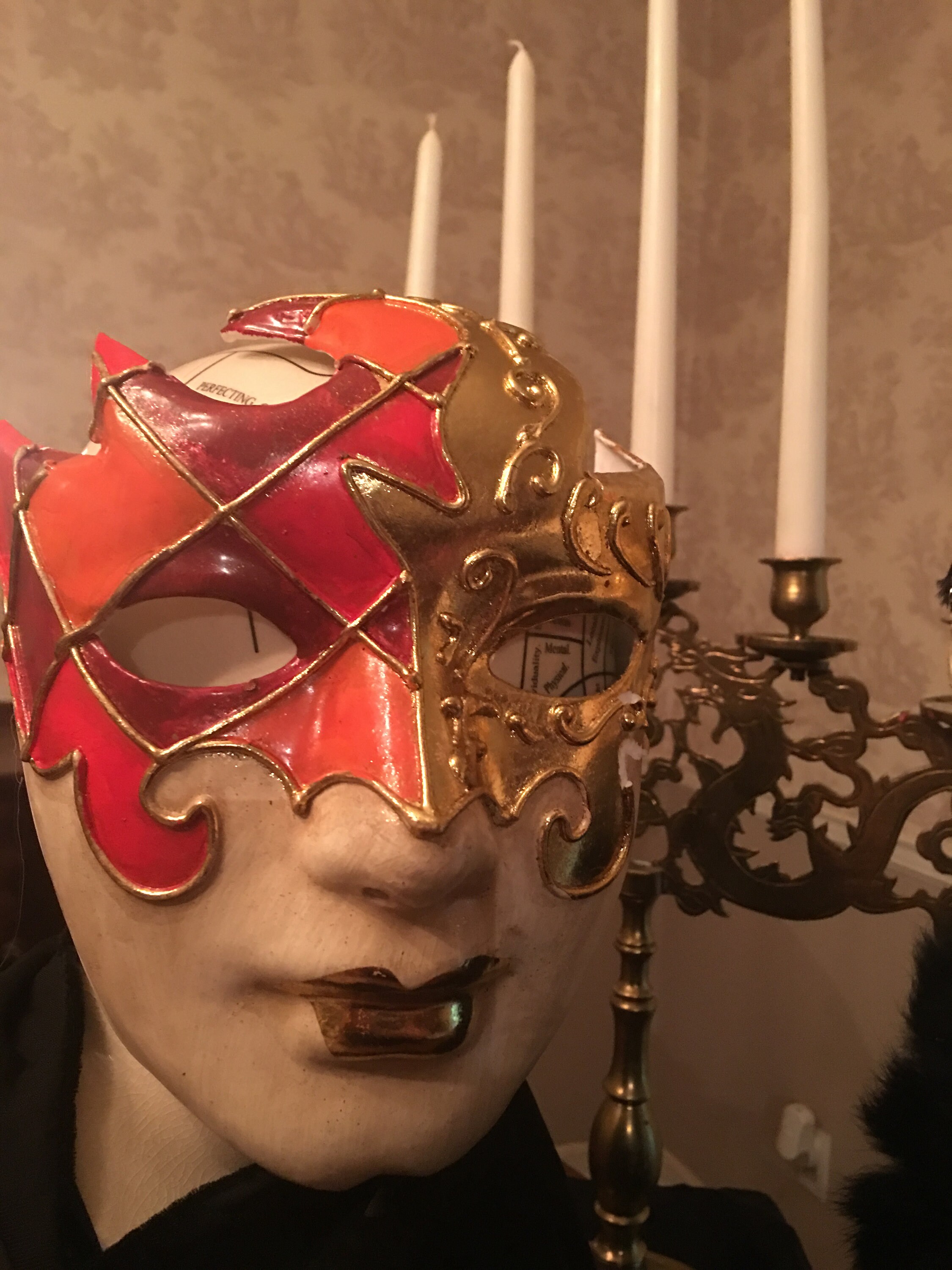 Harlequin Full Mask LAST ONE Venetian Masquerade Mardi | Etsy