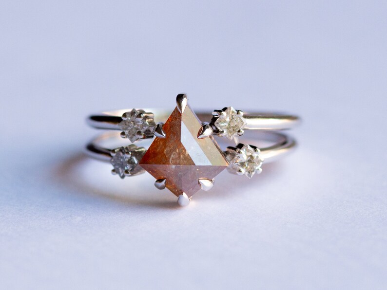 Kite Salt and Pepper Diamond Ring 14k Gold Kite Diamond Etsy