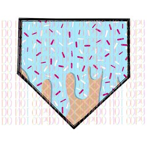 Light Blue Sprinkle Drip Home Plate | Baseball Life | Custom Drawn | Sprinkle Drip | |Ice Cream Drip | Baseball Drip|Digital Download |PNG|