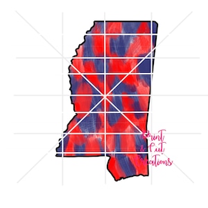 Navy and Red Mississippi Watercolor: Sublimation PNG JPEG (Digital Download)