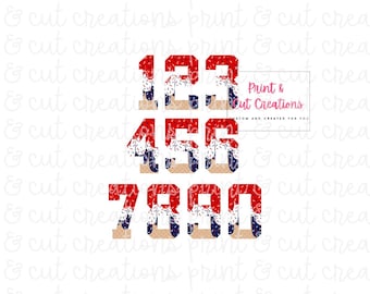 Patriotic Drip Numbers PNG: 4th of July Baseball Design (Digital Download)