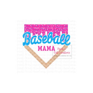Baseball Mama PNG: Ice Cream Drip Design (Digital Download)