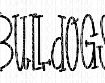 Bulldogs Mascot - Cutesy Font - Heat Transfer Design (Digital Download)