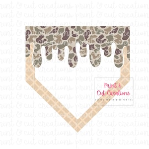 Neutral Camo Drip Home Plate PNG | Baseball Sublimation Design | Digital Download for Custom Baseball Shirts, Jerseys, DIY Sports Apparel