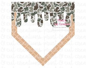 Camo Baseball Drip PNG: Custom Design (Digital Download)
