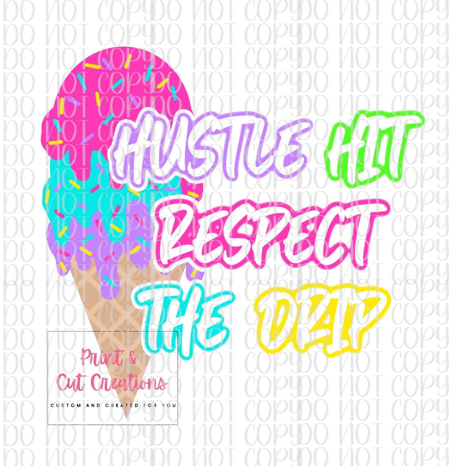 Baseball Drip PNG: Hustle Hit Respect Design (Digital Download)