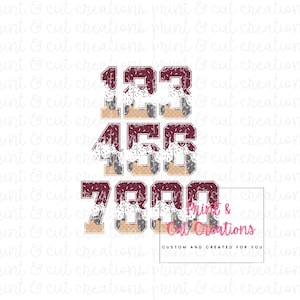 May include: A set of four numbers, 123, 456, and 7800, are designed to look like ice cream cones. The numbers are in a maroon color with white and gray accents. The numbers are on a white background.