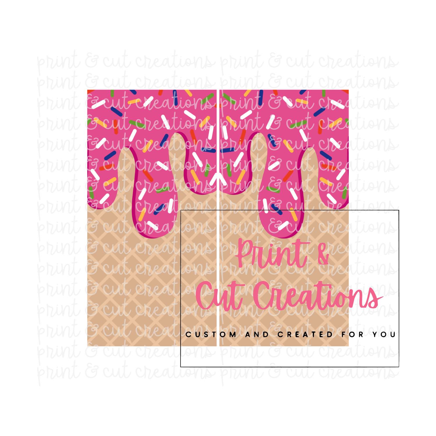 Sprinkle Ice Cream Drip Sock Template: Sublimation PNG (Digital Download)