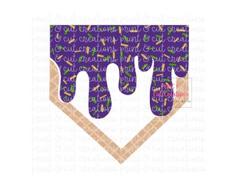 Mardi Gras Baseball Drip PNG: Purple Sprinkle Design (Digital)