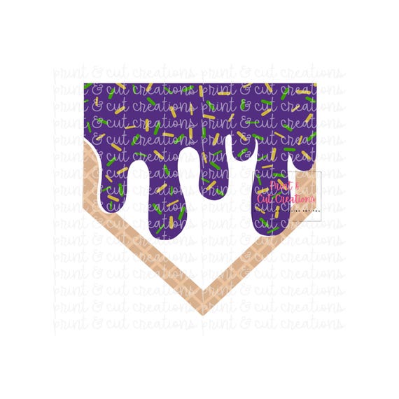 Mardi Gras Baseball Drip PNG: Purple Sprinkle Design (Digital)