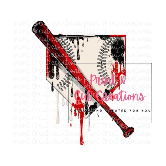Baseball Drip PNG: Red & Black Ice Cream Design (Digital Download)
