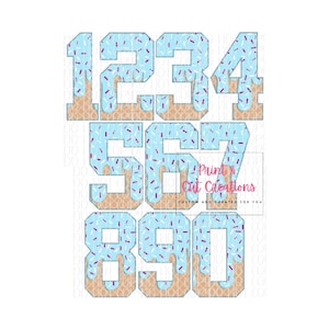 Light Blue Sprinkle Drip Numbers 0-9 |Baseball Life| Custom Drawn | Sprinkle Drip | |Ice Cream Drip | Baseball Drip| Digital Download |PNG|