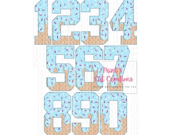 Light Blue Sprinkle Drip Numbers 0-9 |Baseball Life| Custom Drawn | Sprinkle Drip | |Ice Cream Drip | Baseball Drip| Digital Download |PNG|