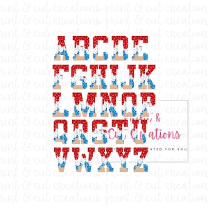 Red white and Blue Drip Letters PNG | 4th of July PNG | Patriotic Drip PNG | Baseball Life | Sprinkle Drip | Ice Cream Drip | Baseball Drip