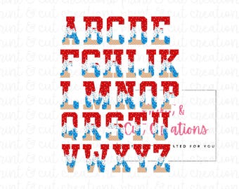 Patriotic Drip Letters PNG: 4th of July, Baseball (Digital Download)