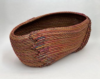 Oblong Redtone Pine Needle Basket
