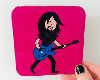 Foo Fighters coaster - Dave Grohl coaster - Foo Fighters gift - Dave Grohl gift - Rock n Roll gifts - Pink coaster