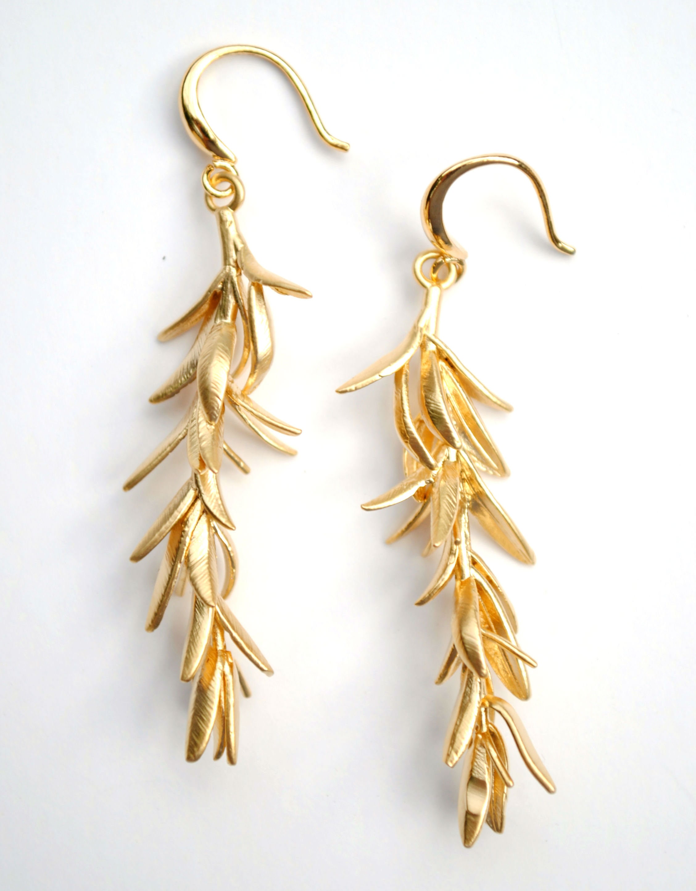 Gold Vine Earrings Botanical Jewelry Natural Earrings Etsy