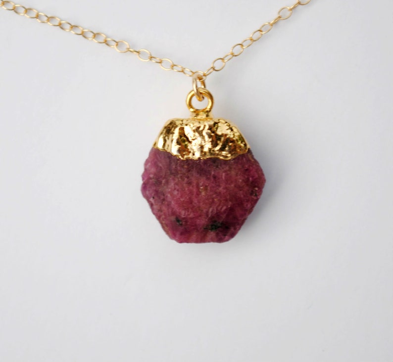 Raw Gemstone Necklace Raw Ruby Necklace Genuine Ruby Necklace Raw Birthstone Necklace Gold Ruby Necklace July Birthstone Necklace