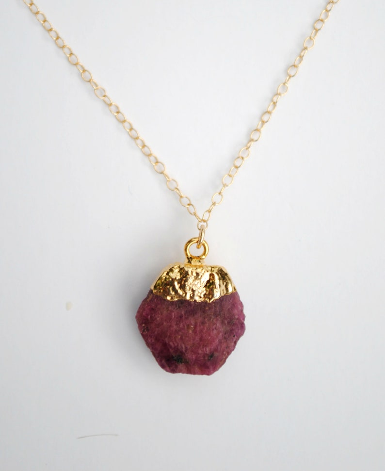 Raw Gemstone Necklace Raw Ruby Necklace Genuine Ruby Necklace Raw Birthstone Necklace Gold Ruby Necklace July Birthstone Necklace