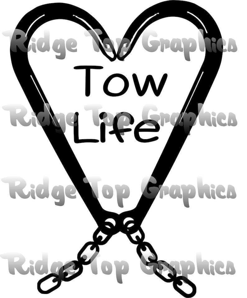 Tow Life J Hook Heart Design Png Download Chain Wrecker Etsy