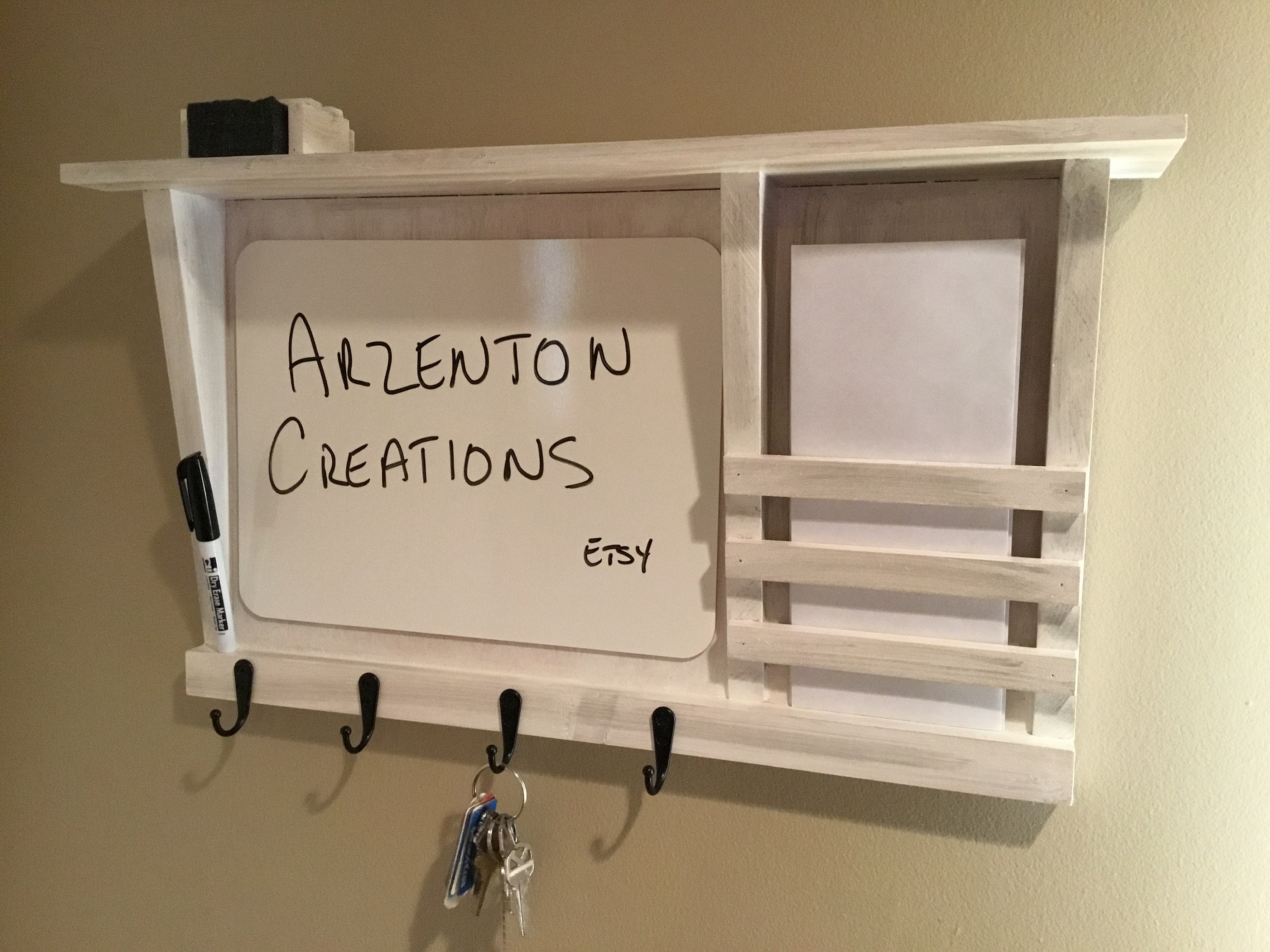 Memo Board Key Holder Mail Holder Distressed Weathered White Etsy