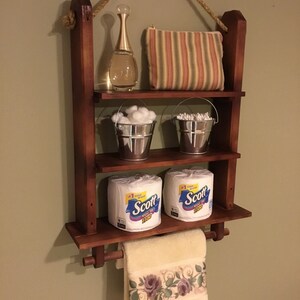 Bathroom Shelf Organizer Distressed Farmhouse Towel Rack Wooden Decor Hanging Wall Storage Shelves Kitchen Spice Rack