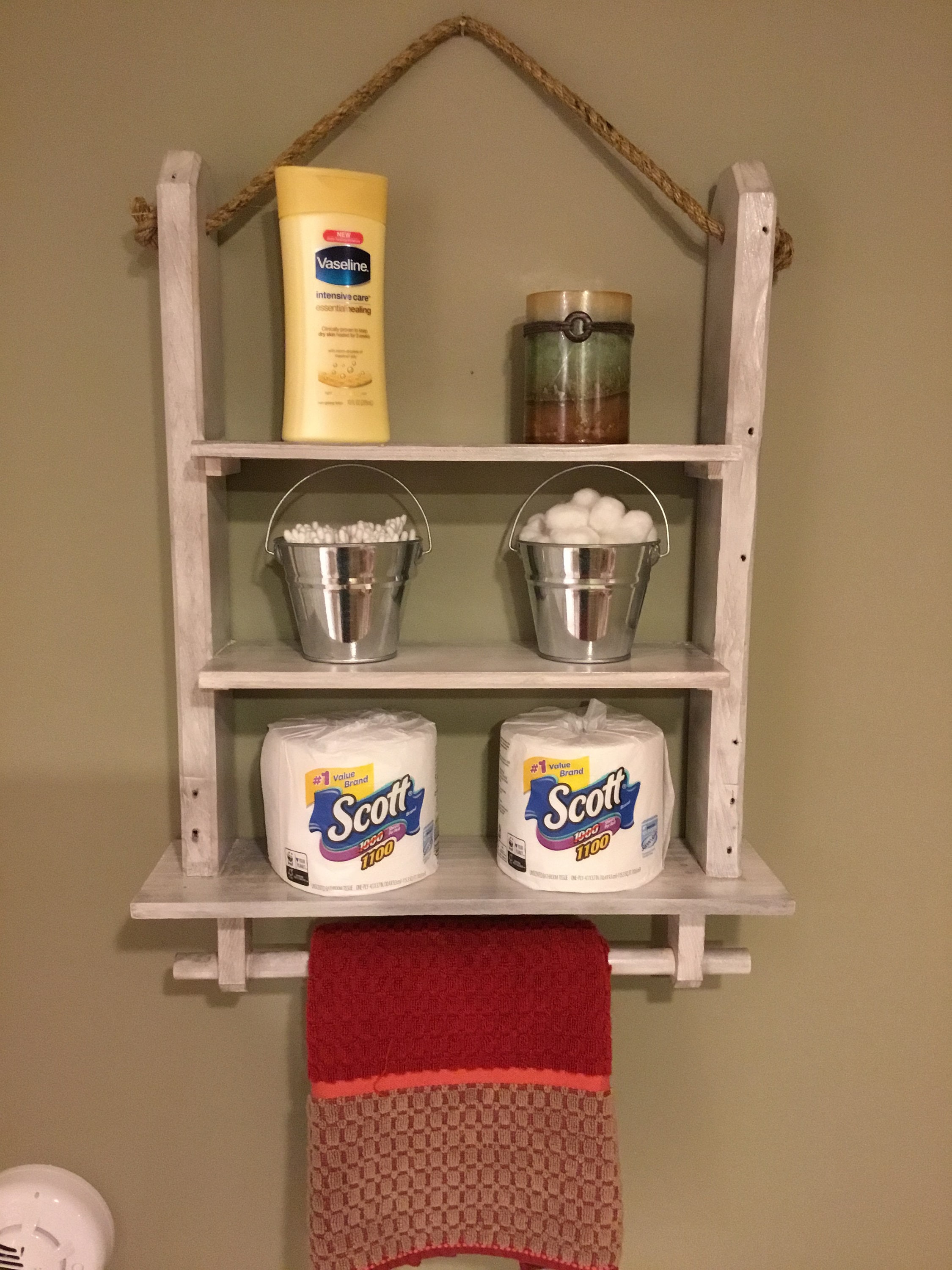 Bathroom Shelf Organizer Towel Rack Wooden Decor Hanging Wall Etsy