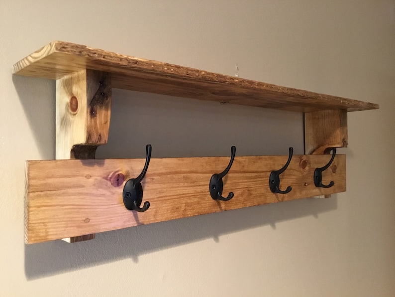 Entryway Coat Rack Shelf Bathroom Organizer Distressed Etsy
