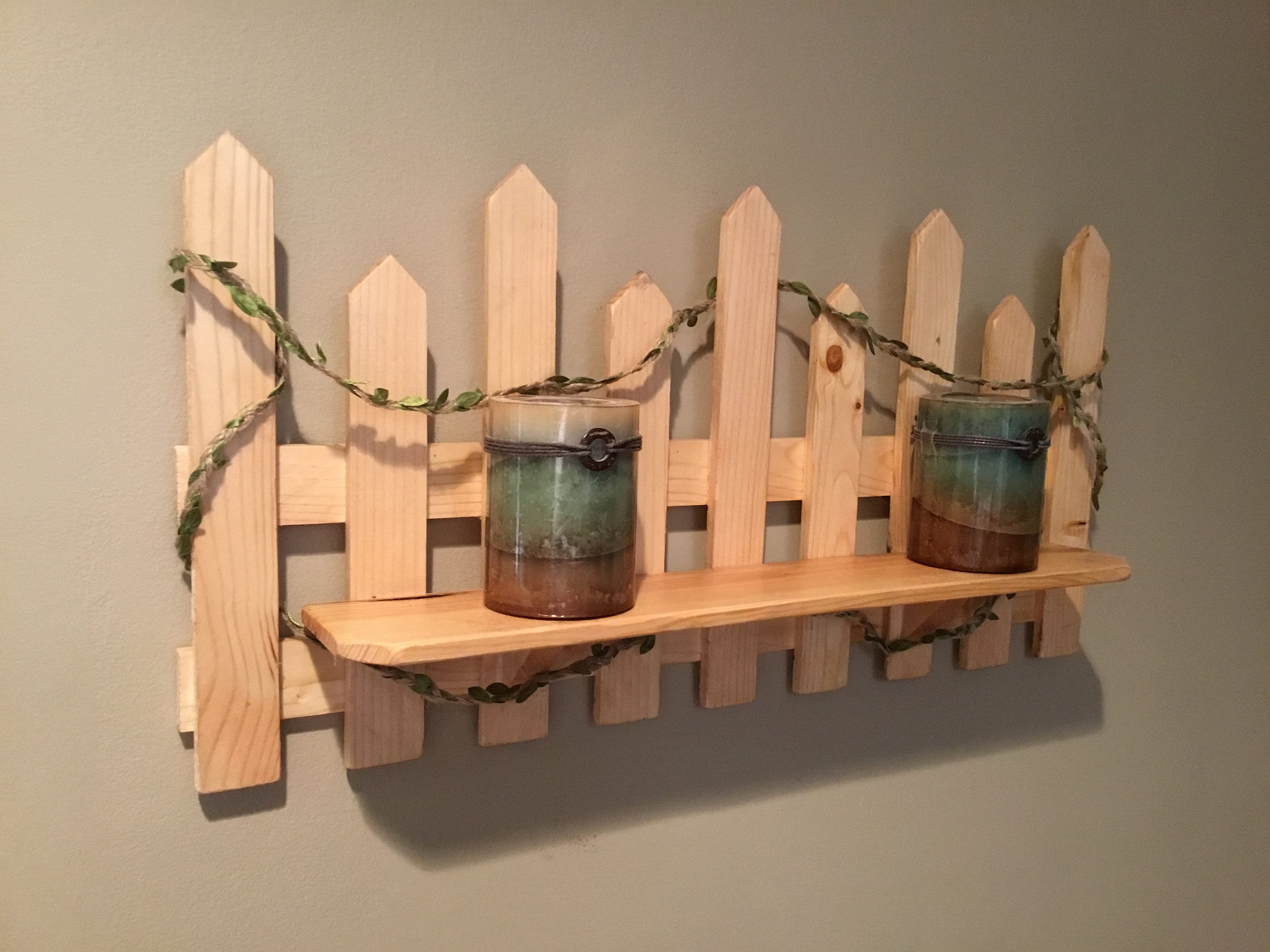 Picket Fence Shelf Farmhouse Pecan Stained Weathered Etsy