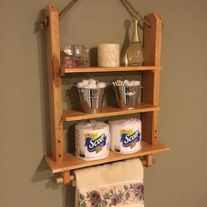 Bathroom Shelf Organizer Distressed Weathered Farmhouse Towel Rack Wooden Decor Hanging Wall Storage Shelves Kitchen Spice Rack