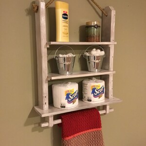 Bathroom Shelf Organizer Distressed Towel Rack Wooden Weathered Farmhouse Decor Hanging Wall Storage Shelves Kitchen Spice Rack
