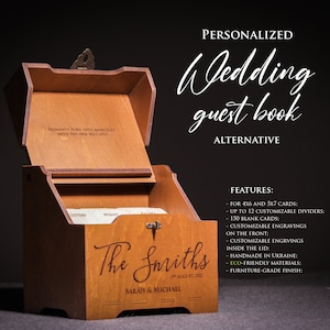 Gästebuch Hochzeit, Alternatives Buch, Hochzeitsfoto-Gästebuch Holz, Wunschbox 10x18, Erinnerungsbuch Hochzeit, Hochzeitsgästebuch individuell