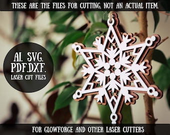 Snowflake Christmas Ornament SVG Laser Cut Files (Digital Download)