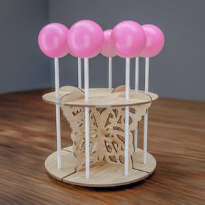 Round Cake Pop Stand for Treat Stand - '8 cakepops', 7"(18cm), Butterfly Cake Pop Display Treat Stand, Wood Dessert Stand, Lollipop Stand