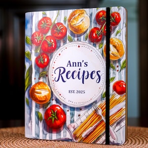 Recipe Book Wooden Binder, Personalized Gifts for Her, Custom Cookbook, Mom Birthday Gift, Home Kitchen Gift for Women, Mother&#39;s Day Gift
