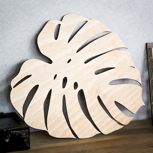 Monsterablad muurkunst hout voor jungle feestdecoraties, bord monstera plant, monstera muursticker, monstera muurdecoratie, bladuitsparing
