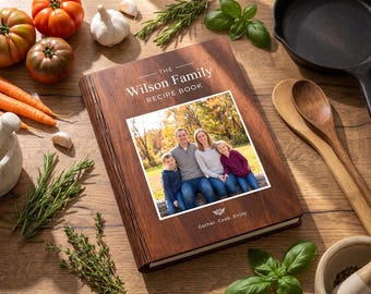 Custom Recipe Book, Wooden Family Recipe Binder, Personalized Blank Cookbook Journal