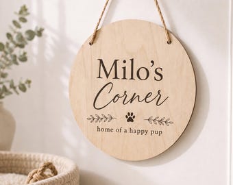 Custom Hanging Sign, Round Wood Family Name Sign for Playroom or Pantry, Personalized Text Business Logo, Small Circular Shape