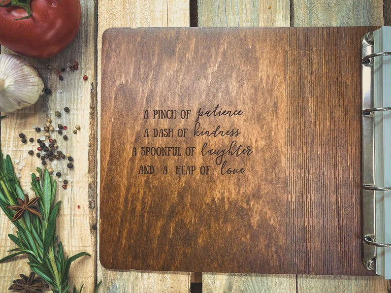 Handmade family recipe book with food-grade satin finish