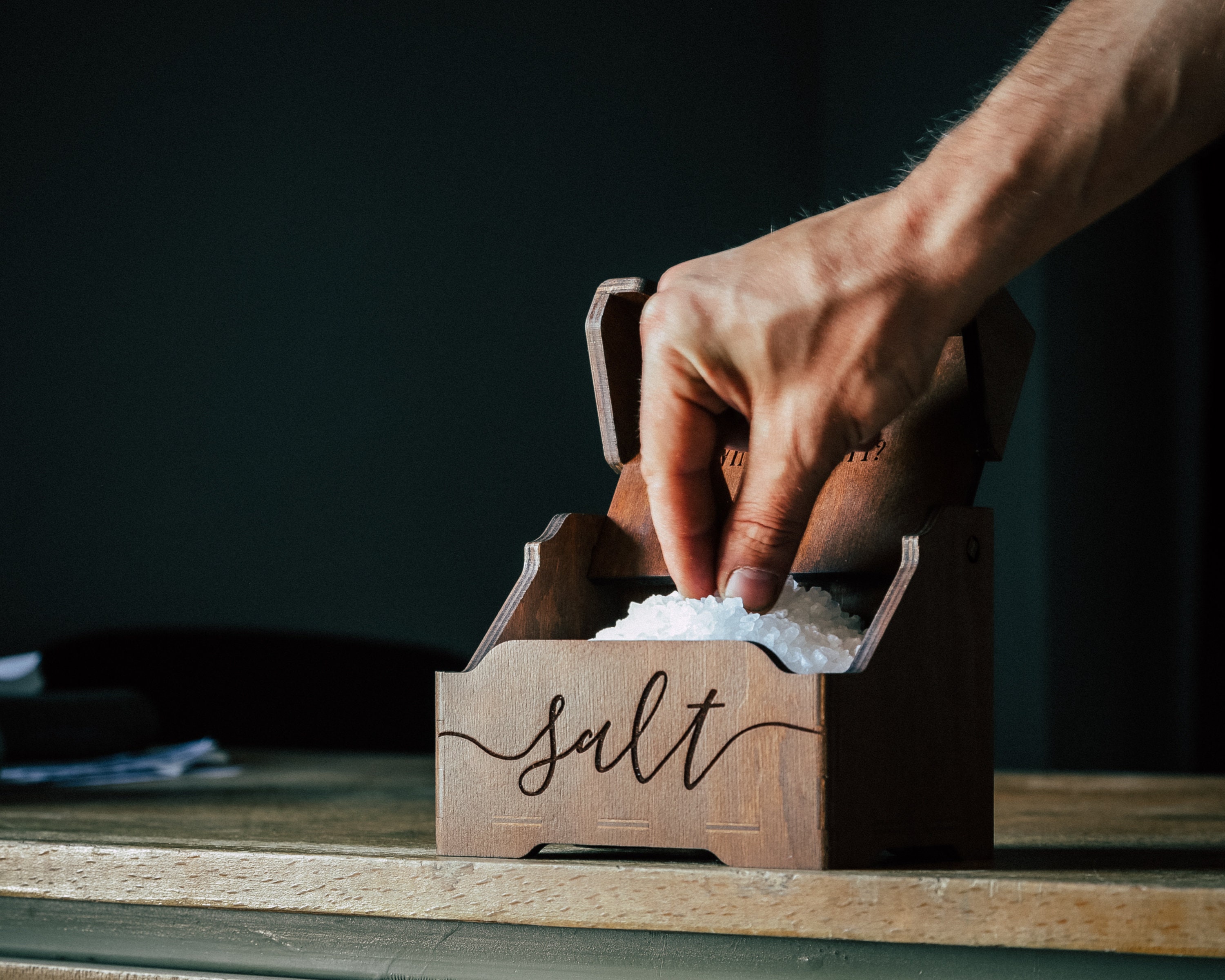 Personalized Wooden Salt Cellar with Lid Vintage Salt Box Etsy